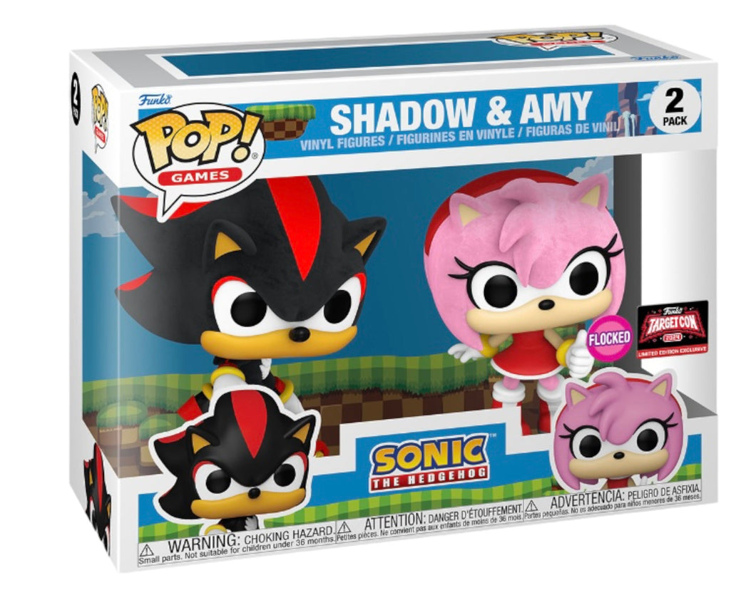 Sonic The Hedgehog Shadow & Amy 2 PK Flocked Target-Con 2024 EX