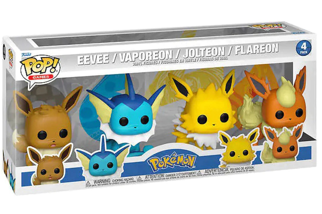 Pokemon Evee, Vaporeon, Jolteon, Flareon 4 pack